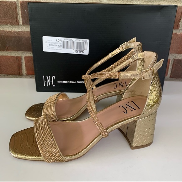 INC international concepts nerissa sandals gold block heel women’s size US 6 M - Picture 4 of 8